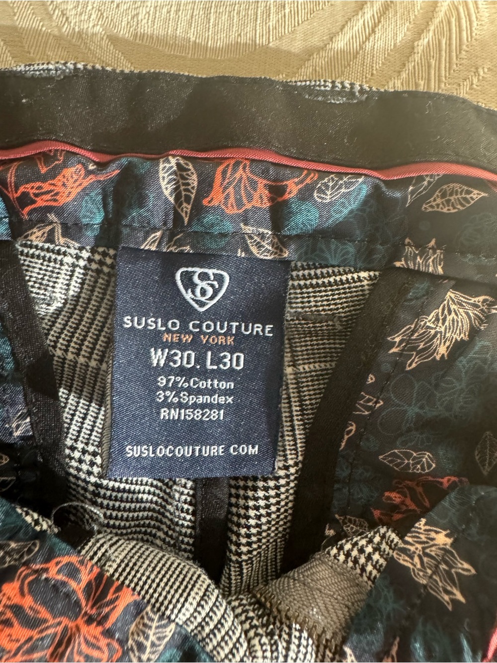 Suslo Couture Black Plaid Men’s Pants - W30 L30